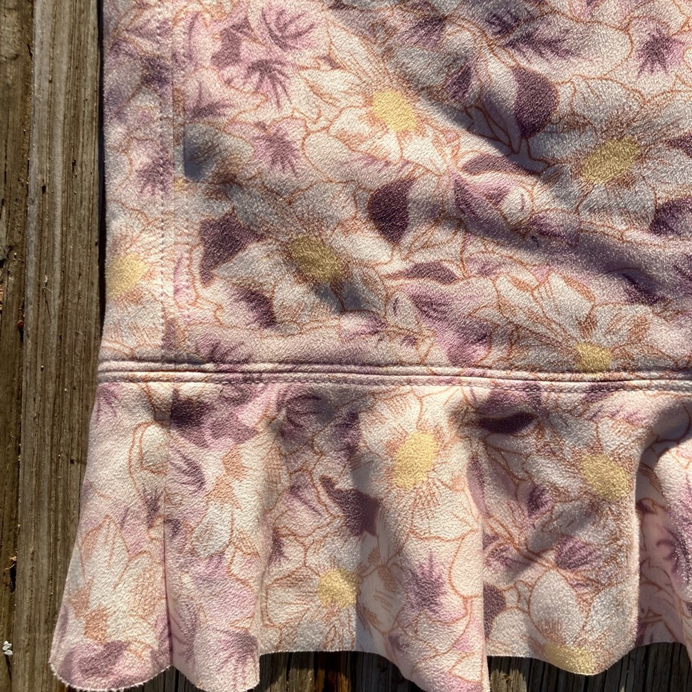 🆕 NWT by Anthropologie Skye Floral Lavender/Cream Ruffle Faux Wrap Skirt Sz 12 - Picture 15 of 16